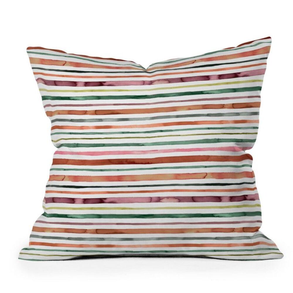 Ninola Moroccan Tropic Stripe Outdoor Throw Pillow Green/Pink 26x26